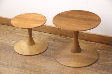 ヴィンテージ家具　デンマークビンテージ　Nanna Ditzel(ナナ・ディッツェル)　TRISSEN STOOL(トリッセンスツール)　北欧スタイルやナチュラルスタイルの空間づくりに活躍するスツール2脚セット(サイドテーブル、コーヒーテーブル、ラウンドテーブル)(2つで定価約12万円)(R-054437)
