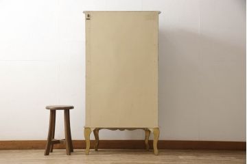 中古　希少　イタリア高級輸入家具　繊細な色使いで描かれた花の絵が美しいランジェリーチェスト(縦型チェスト、引き出し)(R-054439)