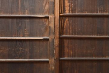 アンティーク建具　和の趣溢れる舞良戸2枚セット(板戸、帯戸、引き戸)(R-054457)