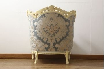 中古　美品　イタリア高級家具　ロココ調　Mario Colciago&Figli(マリオ・コルチャゴ)　Fratelli Origgi(フラテッリ・オリッジ)　エレガントな佇まいの1人掛けソファ(アームチェア、ラウンジチェア、椅子、1P)(定価約60万円)(R-054458)
