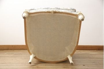 中古　美品　イタリア高級家具　ロココ調　Mario Colciago&Figli(マリオ・コルチャゴ)　Fratelli Origgi(フラテッリ・オリッジ)　エレガントな佇まいの1人掛けソファ(アームチェア、ラウンジチェア、椅子、1P)(定価約60万円)(R-054459)