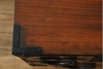 和製アンティーク　最高級　唐獅子金具　前面玉杢　最上手の金具とケヤキ玉杢が高級感たっぷりの二段重ね相馬箪笥・上段(仙台箪笥、和たんす、収納箪笥、引き出し)(R-054466)