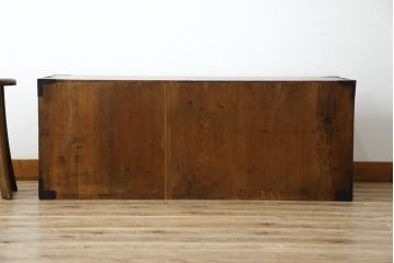 和製アンティーク　最高級　唐獅子金具　前面玉杢　最上手の金具とケヤキ玉杢が高級感たっぷりの二段重ね相馬箪笥・上段(仙台箪笥、和たんす、収納箪笥、引き出し)(R-054466)