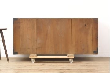 和製アンティーク　最高級　唐獅子金具　前面玉杢　最上手の金具とケヤキ玉杢が高級感たっぷりの二段重ね相馬箪笥・下段(仙台箪笥、和たんす、収納箪笥、引き出し)(R-054467)