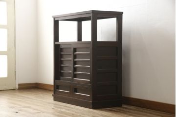 中古　北海道民芸家具　HM105　シンプルモダンなデザインが魅力的な飾り棚(定価約23万円)(茶棚、茶タンス、収納棚、戸棚)(R-054474)