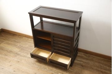 中古　北海道民芸家具　HM105　シンプルモダンなデザインが魅力的な飾り棚(定価約23万円)(茶棚、茶タンス、収納棚、戸棚)(R-054474)