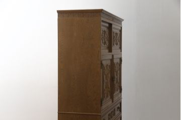 和製ビンテージ　神戸洋家具　繊細な彫刻が美しい衣装タンス(洋服箪笥、衣装盆、着物箪笥、ヴィンテージ)(R-054475)