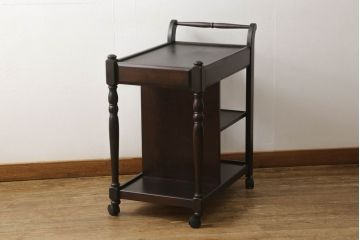 和製ビンテージ　希少!　絶版品　北海道民芸家具　クラシカルな佇まいが目を引くトロリーワゴン(キッチンワゴン、キャスターワゴン、ヴィンテージ)(R-054485)