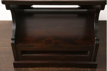 中古　北海道民芸家具　和洋どちらのお部屋にも取り入れやすい、シックな本立て+小引き出しセット(卓上収納、小物収納、ブックスタンド)(R-054486)