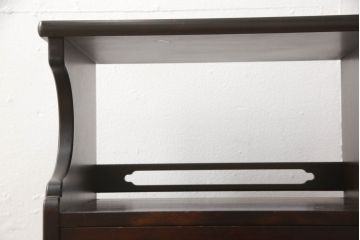 中古　北海道民芸家具　和洋どちらのお部屋にも取り入れやすい、シックな本立て+小引き出しセット(卓上収納、小物収納、ブックスタンド)(R-054486)