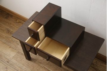 中古　北海道民芸家具　和洋どちらのお部屋にも取り入れやすい、シックな本立て+小引き出しセット(卓上収納、小物収納、ブックスタンド)(R-054486)