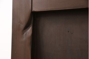 アンティーク建具　明治期　当店リメイク　縦に並んだ帯鉄がアンティークモダンな雰囲気を醸し出すクリアガラス入り格子蔵戸1枚(玄関戸、格子戸、引き戸)(R-054507)