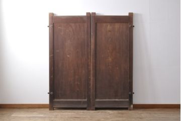 アンティーク建具　和製アンティーク　大正期　総ケヤキ材　味わい深い風合いが魅力的な門扉1対(蔵戸、玄関戸)(R-054515)