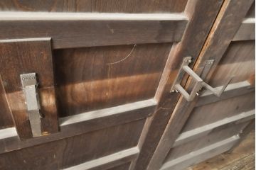 アンティーク建具　和製アンティーク　大正期　総ケヤキ材　味わい深い風合いが魅力的な門扉1対(蔵戸、玄関戸)(R-054515)