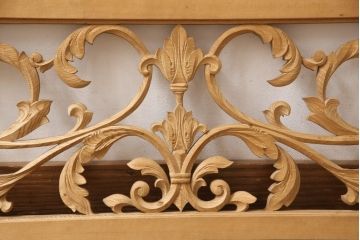 アンティーク建具　和製アンティーク　昭和中期　ダマスク柄のようなモダンな彫刻が魅力的な欄間2枚セット(明り取り、明かり取り、ディスプレイ)(R-054527)