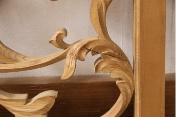 アンティーク建具　和製アンティーク　昭和中期　ダマスク柄のようなモダンな彫刻が魅力的な欄間2枚セット(明り取り、明かり取り、ディスプレイ)(R-054528)