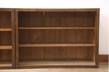 和製アンティーク　昭和初期　重ねても並べても使える!レトロな雰囲気を醸し出す2way収納棚2台セット(キャビネット、食器棚、戸棚)(R-054564)