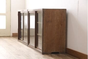 和製アンティーク　昭和初期　重ねても並べても使える!レトロな雰囲気を醸し出す2way収納棚2台セット(キャビネット、食器棚、戸棚)(R-054564)