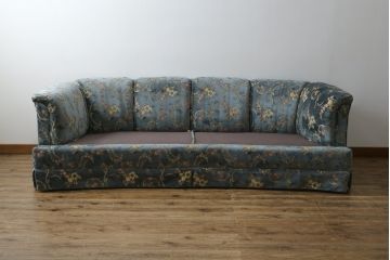 中古　美品　DREXEL HERITAGE(ドレクセルヘリテイジ)　アームカバー付き　上質な空間づくりにおすすめ!落ち着いた色合いが魅力の2.5人掛けワイドソファ(2Pソファ、2人掛け、二人掛け、3人掛け、三人掛け、3P)(定価約120万円)(R-054566)