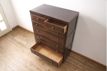 中古　美品　松本民芸家具　D型整理タンスI　和洋どちらにも馴染む上品な佇まいのチェスト(洋服タンス、引き出し)(定価約38万円)(R-054567)