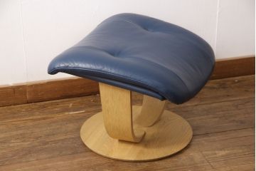 中古　美品　カリモク家具(karimoku)　ザ・ファースト　本革リクライニングチェア+オットマンのセット(定価約30万円)(アームチェア、1人掛けソファ)(R-054571)