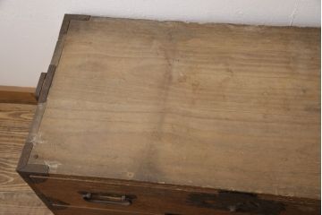 和製アンティーク　総桐材　会津産　歴史を感じる佇まいが魅力的な時代箪笥ローボード(和たんす、ローチェスト、引き出し、収納箪笥)(R-054576)