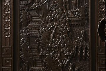 ビンテージ家具　高級品　シノワズリ様式　クルミ材　手彫りの彫刻が細やかで美しいサイドボード(キャビネット、収納棚、ヴィンテージ)(R-054579)