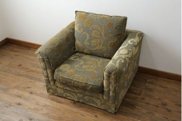 中古　美品　maruni(マルニ木工)　地中海ロイヤルシリーズ　ロベール　#4930　肘カバー付き　大人の落ち着いた空間を演出するアームチェア(一人掛けソファ、1Pソファ、1人掛けソファ)(定価約31万円)(R-054586)