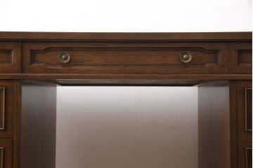 中古　DREXEL HERITAGE(ドレクセルヘリテイジ)　Triune(トライユン)　レザートップが格好いいマホガニー材製のデスク(定価約75万円)(両袖机、在宅ワーク、在宅用ワークデスク)(R-054588)