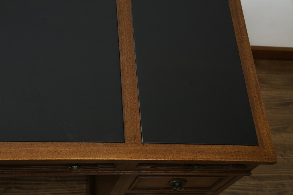 中古　DREXEL HERITAGE(ドレクセルヘリテイジ)　Triune(トライユン)　レザートップが格好いいマホガニー材製のデスク　定価約75万円相当　(R-054588)