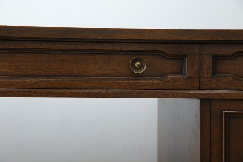 中古　DREXEL HERITAGE(ドレクセルヘリテイジ)　Triune(トライユン)　レザートップが格好いいマホガニー材製のデスク　定価約75万円相当　(R-054588)