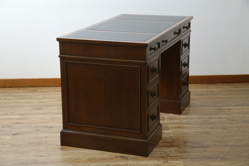 中古　DREXEL HERITAGE(ドレクセルヘリテイジ)　Triune(トライユン)　レザートップが格好いいマホガニー材製のデスク　定価約75万円相当　(R-054588)