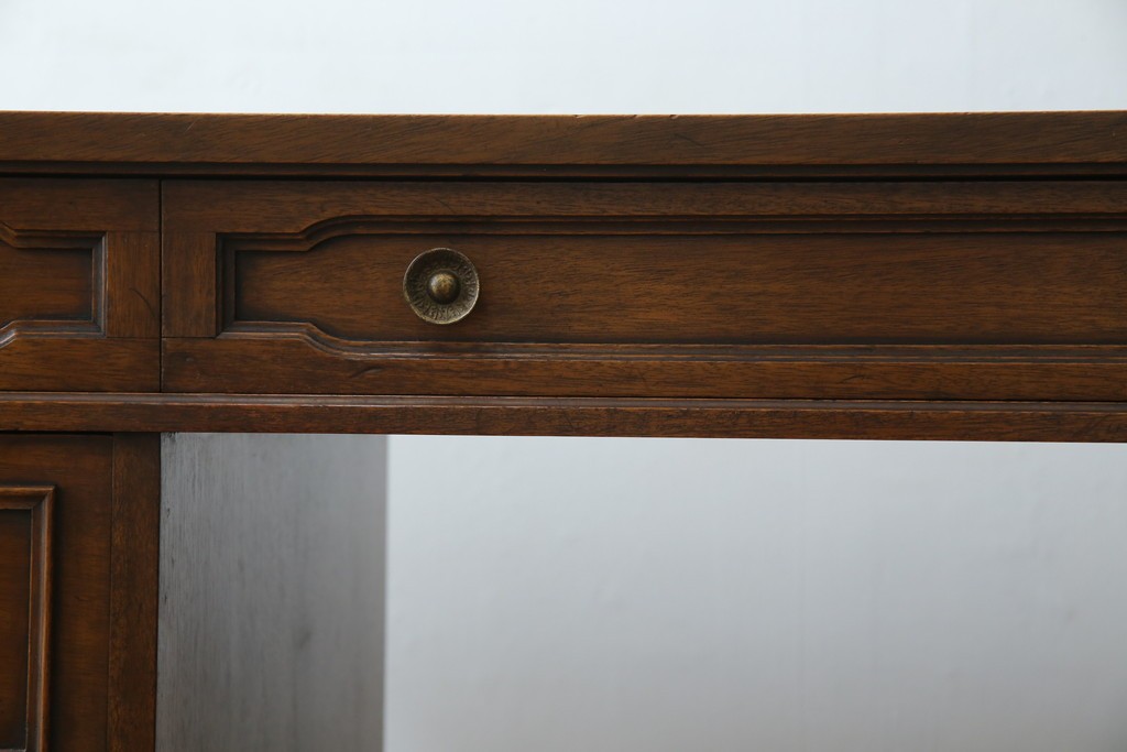 中古　DREXEL HERITAGE(ドレクセルヘリテイジ)　Triune(トライユン)　レザートップが格好いいマホガニー材製のデスク　定価約75万円相当　(R-054588)