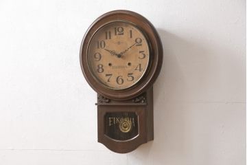 アンティーク時計　昭和初期　EIKOSHA(鶴巻時計店英工舎)　電池式　頭丸型のレトロなデザインが魅力的な掛け時計(柱時計、古時計)(R-054591)
