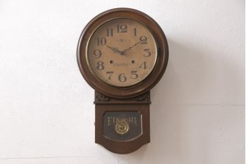 アンティーク時計　昭和初期　EIKOSHA(鶴巻時計店英工舎)　電池式　頭丸型のレトロなデザインが魅力的な掛け時計(柱時計、古時計)(R-054591)