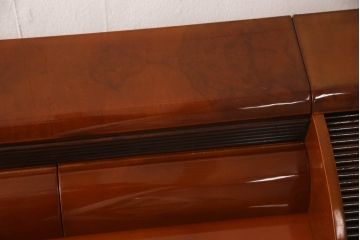 中古　高級イタリア輸入家具　脚のつくりなど洗練されたデザインが目を引くシャッター付きデスク(机、在宅ワーク、在宅用コンソールテーブル、作業台)(R-054592)