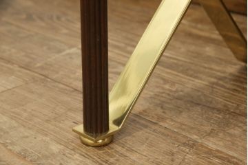 中古　高級イタリア輸入家具　脚のつくりなど洗練されたデザインが目を引くシャッター付きデスク(机、在宅ワーク、在宅用コンソールテーブル、作業台)(R-054592)