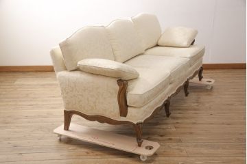張替え費込み!!　中古　アメリカ輸入モデル　DREXEL HERITAGE(ドレクセルヘリテイジ)　エレガントな空間を実現してくれる3人掛けソファ(3Pソファ、三人掛け、3シート、アームソファ、クッション付き)(定価約100万円)(R-054599)