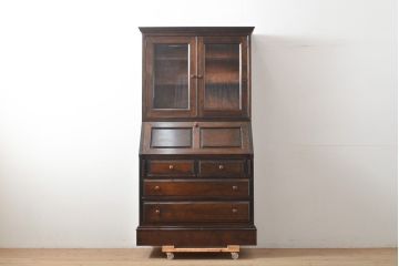 中古　美品　松本民芸家具　落ち着いた色合いが和モダンな雰囲気を醸し出すビューローブックケース(本箱、キャビネット、ワークデスク、ライティングビューロー)(R-054622)