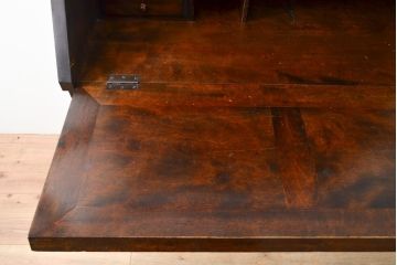 中古　美品　松本民芸家具　落ち着いた色合いが和モダンな雰囲気を醸し出すビューローブックケース(本箱、キャビネット、ワークデスク、ライティングビューロー)(R-054622)
