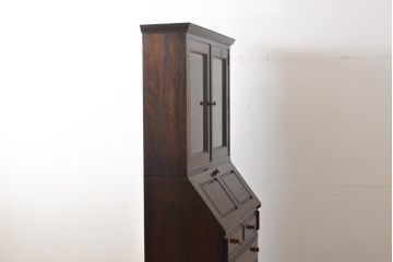 中古　美品　松本民芸家具　落ち着いた色合いが和モダンな雰囲気を醸し出すビューローブックケース(本箱、キャビネット、ワークデスク、ライティングビューロー)(R-054622)