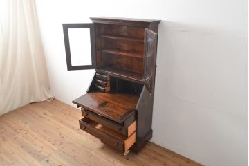 中古　美品　松本民芸家具　落ち着いた色合いが和モダンな雰囲気を醸し出すビューローブックケース(本箱、キャビネット、ワークデスク、ライティングビューロー)(R-054622)