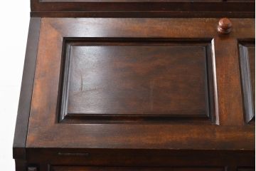 中古　美品　松本民芸家具　落ち着いた色合いが和モダンな雰囲気を醸し出すビューローブックケース(本箱、キャビネット、ワークデスク、ライティングビューロー)(R-054622)