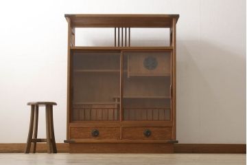 中古　美品　屋久杉　上質な和の空間づくりにおすすめの茶箪笥(茶棚、戸棚、収納棚、飾り棚)(R-054623)