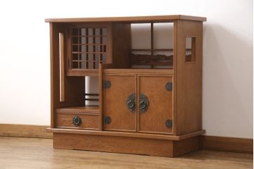 中古　美品　屋久杉　上質な和の空間づくりにおすすめの茶箪笥(茶棚、戸棚、収納棚、飾り棚)(R-054624)