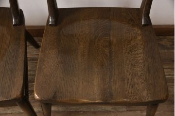 中古　柏木工(KASHIWA)　WILDERNESS(ウィルダネス)　ナラ材　木の温かみある風合いが魅力的なダイニングチェア2脚セット(板座チェア、椅子)(R-054636)