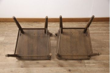中古　柏木工(KASHIWA)　WILDERNESS(ウィルダネス)　ナラ材　木の温かみある風合いが魅力的なダイニングチェア2脚セット(板座チェア、椅子)(R-054636)