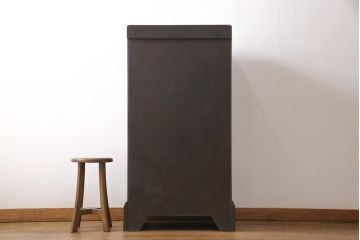 イギリスアンティーク　オーク材　シンプルなステンドグラス入りのシックなブックケース(本棚、本箱、収納棚、キャビネット、飾り棚)(R-054640)