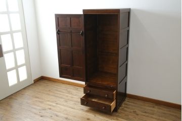 中古　美品　松本民芸家具　DII-12型　スリムで取り入れやすいワードローブ(洋服タンス、収納棚)(定価約46万円)(R-054642)