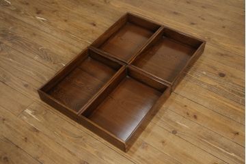 中古　鉄刀木(タガヤサン)　収納力も抜群!上質な和の空間におすすめの囲炉裏テーブルセット(火鉢、4人掛けダイニングテーブル)(R-054644)
